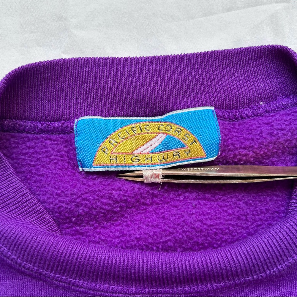 Vintage 90s Pacific Coast Highway Blank Crewneck Purple Medium - Picture 3 of 3
